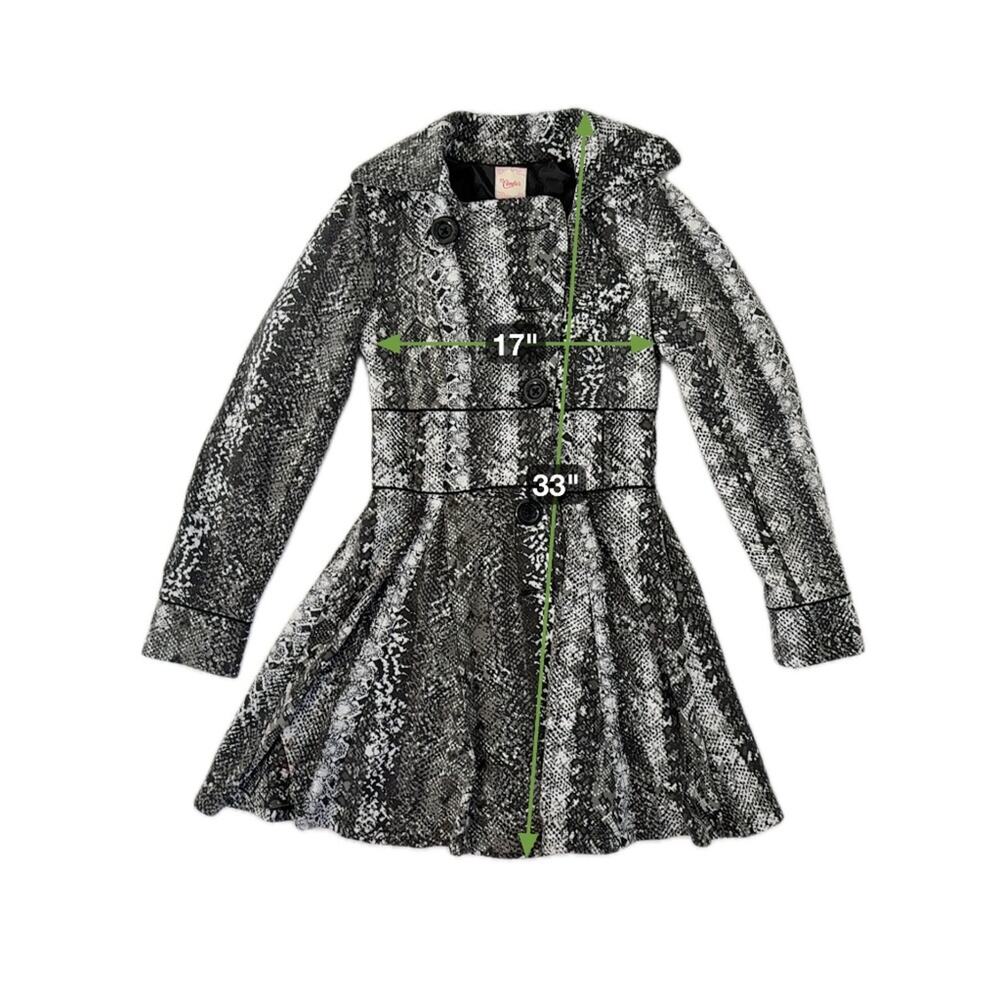 Y2K Candie’s Snakeskin Print Coat Women Small Gray Black Fit & Flare Statement - Picture 7 of 7